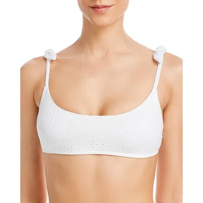 Aqua Swim Womens Eyelet Square Neck Bikini Swim Top In White