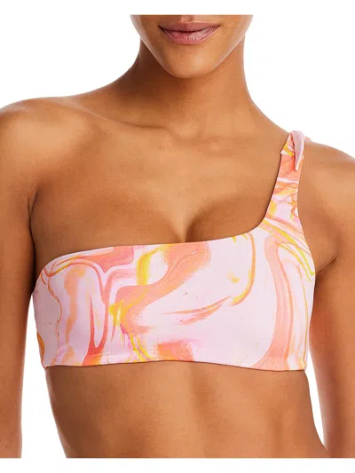 Aqua Swim Womens Printed Nylon Bikini Swim Top In Pink
