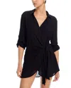 Aqua Swim Wrap Shirt Swim Cover-up - Exclusive In Black