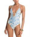 Aqua Swim X Ava Phillippe Whipstitch Trim One Piece Swimsuit - Exclusive In Blue