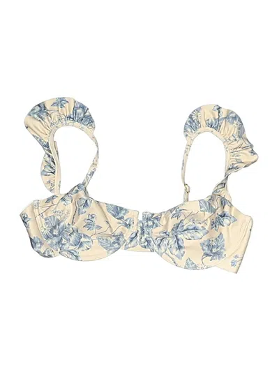 Pre-owned Aqua Swimsuit Top Blue Floral Pattern Swimwear