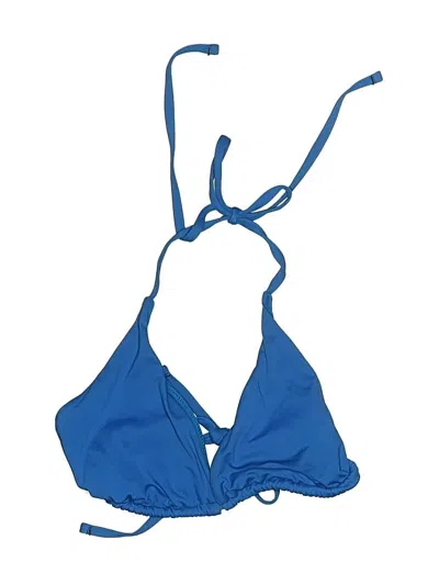 Pre-owned Aqua Swimsuit Top Blue Solid Pattern Swimwear