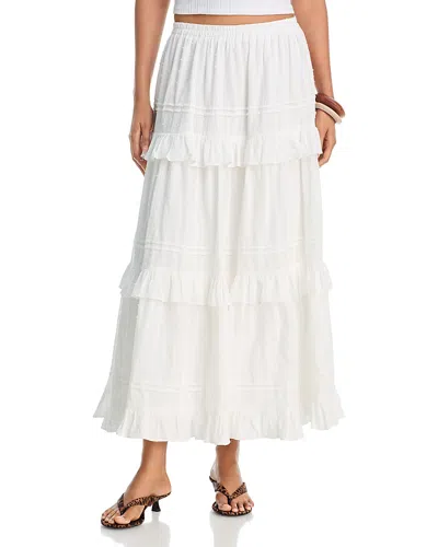 Aqua Swiss Dot Maxi Skirt - Exclusive In White