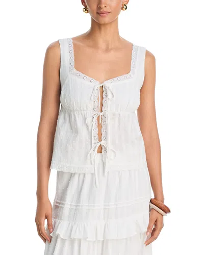 Aqua Swiss Dot Tie Front Tank - Exclusive In White