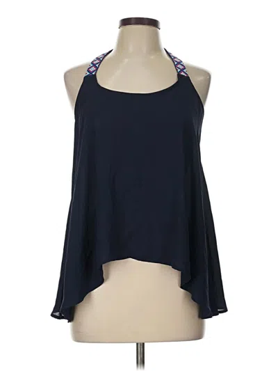 Pre-owned Aqua Tank Top Blue Halter Neckline Tops