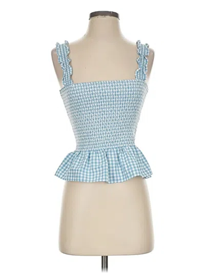 Pre-owned Aqua Tank Top Blue Square Neckline Tops