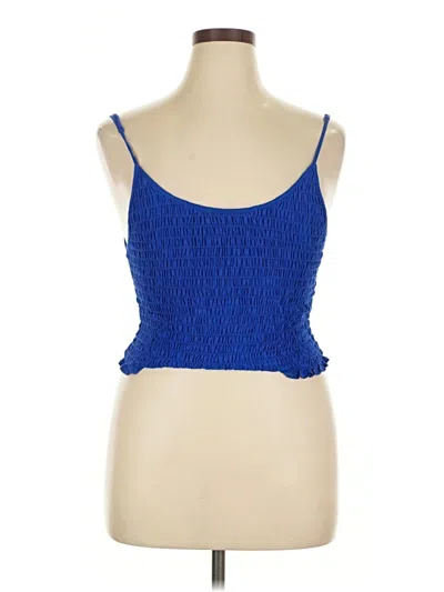 Aqua Tank Top Blue Strapless Neckline Tops