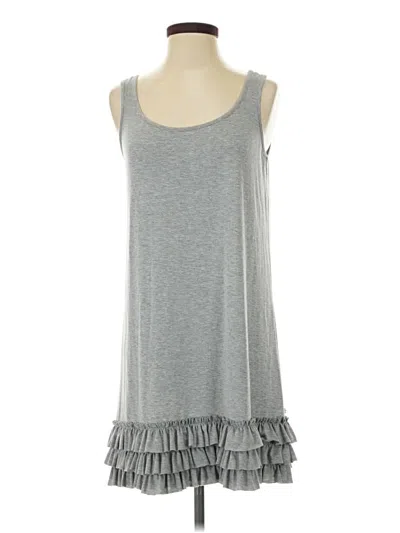 Pre-owned Aqua Tank Top Gray Ruffles Neckline Tops