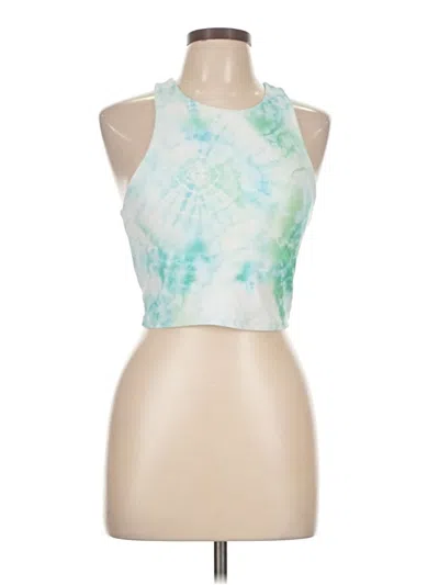 Pre-owned Aqua Tank Top Green Halter Neckline Tops