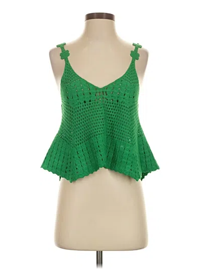 Pre-owned Aqua Tank Top Green Sweetheart Neckline Tops