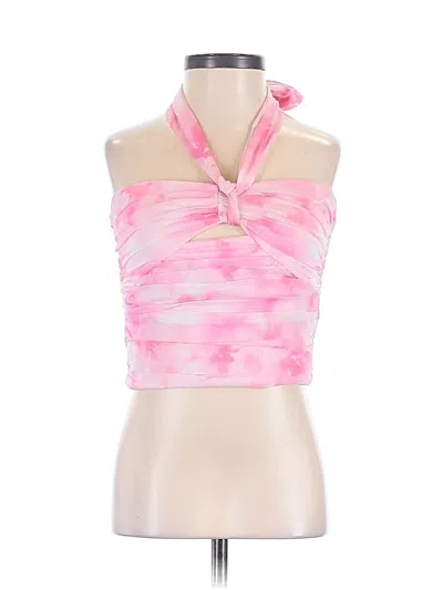 Pre-owned Aqua Tank Top Pink Halter Neckline Tops