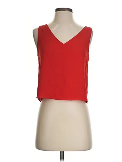 Pre-owned Aqua Tank Top Red Plunge Neckline Tops