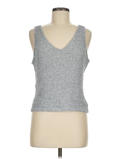 Pre-owned Aqua Tank Top Silver Plunge Neckline Tops