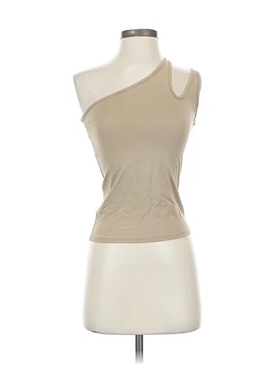 Pre-owned Aqua Tank Top Tan One Shoulder Neckline Tops In Brown