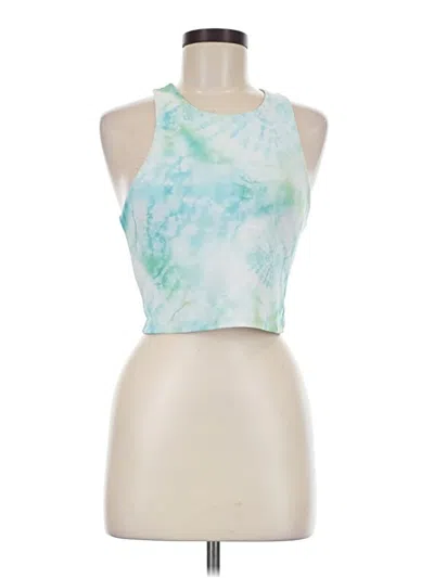 Pre-owned Aqua Tank Top Teal Halter Neckline Tops