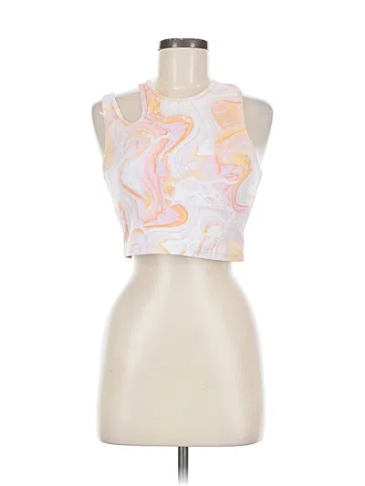 Pre-owned Aqua Tank Top White Halter Neckline Tops