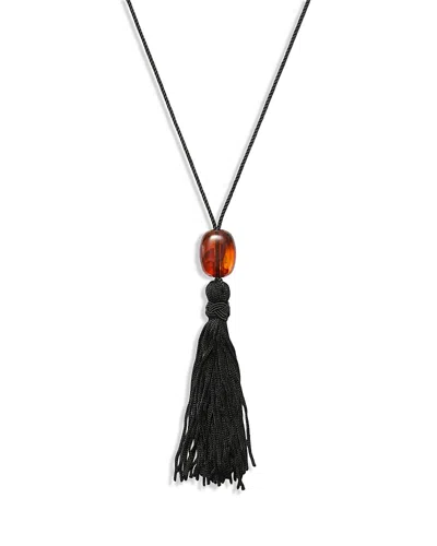 Aqua Tassel Cord Necklace, 44 - Exclusive In Black