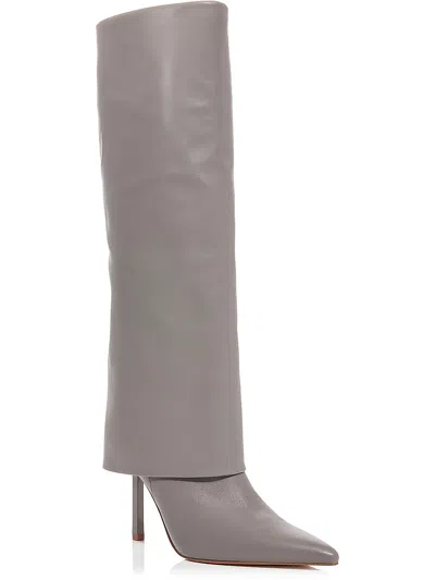 Aqua Tena Womens Leather Pointed Toe Knee-high Boots In Grey