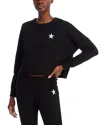 Aqua Tessa Cropped Raw Hem Pullover Sweatshirt - Exclusive In Black