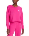 Aqua Tessa Cropped Raw Hem Pullover Sweatshirt - Exclusive In Rasberry