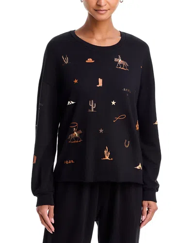 Aqua Tessa Rodeo Elements Cotton Sweatshirt - Exclusive In Black