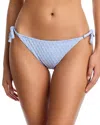 Aqua Textured Side Tie Bikini Bottom - Exclusive In Blue