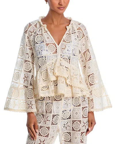 Aqua The White Lotus X  Crochet Top - Exclusive In Natural