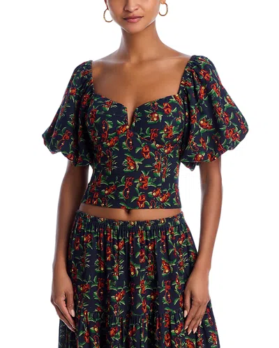 Aqua The White Lotus X  Monkey Print Top - Exclusive In Black Multi