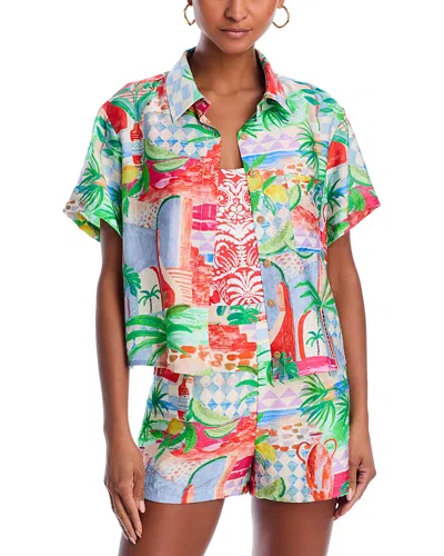 Aqua The White Lotus X  Tropical Shirt - Exclusive In Blue Multi