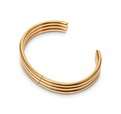 Aqua Thin Ribbed Cuff Bracelet - Exclusive In Gold