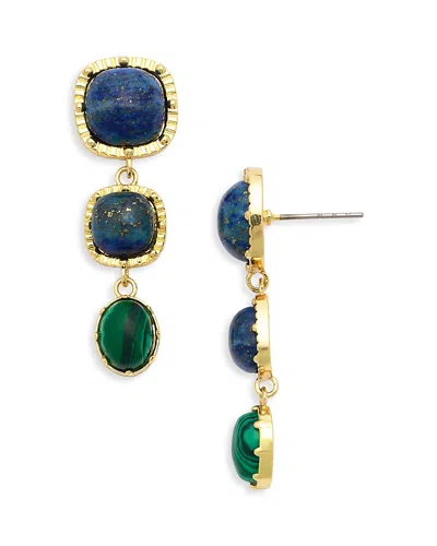 Aqua Three Drop Linear Earrings - Exclusive In Gold