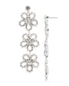 Aqua Three Part Chandelier Flower Drop Earrings - Exclusive In Silver
