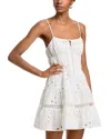 Aqua Tie Eyelet Mini Dress - Exclusive In White