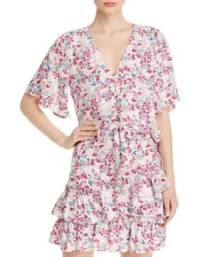 Aqua Tie Front Floral Crop Blouse In Pink
