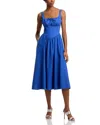 Aqua Tie Front Midi Dress - Exclusive In Blue