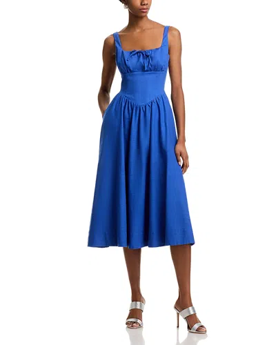 Aqua Tie Front Midi Dress - Exclusive In Blue