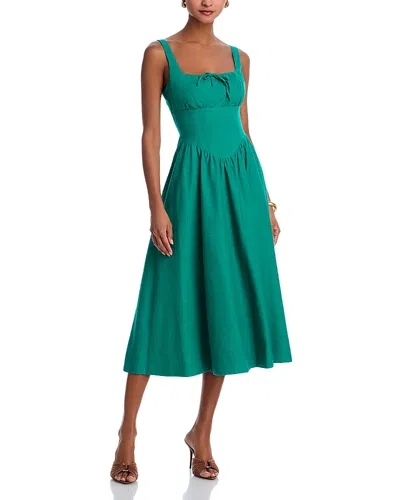 Aqua Tie Front Midi Dress - Exclusive In Green