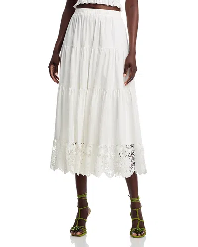 Aqua Tiered Midi Skirt - Exclusive In Ivory