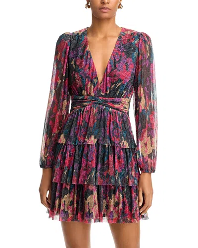 Aqua Tiered Mini Dress - Exclusive In Red/multi