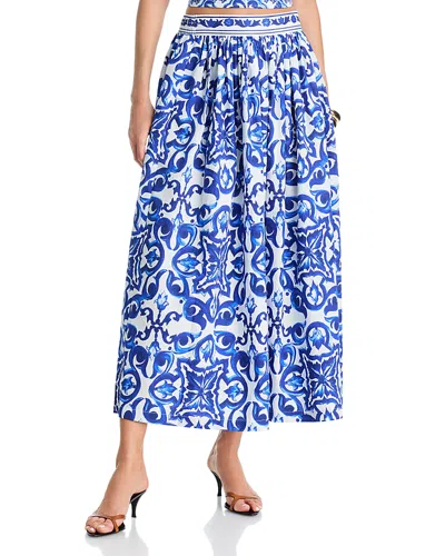 Aqua Tile Midi Skirt - Exclusive In Blue