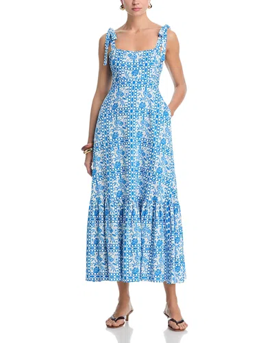 Aqua Tile Print Maxi Dress - Exclusive In Blue