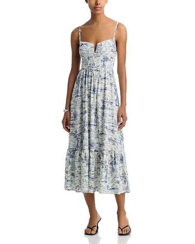 Aqua Toile Midi Dress - Exclusive In Blue