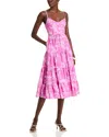 Aqua Toile Tank Midi Dress - Exclusive In Pink/white
