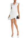 Aqua Tonal Womens Ruffled Smocked Party Dress In White