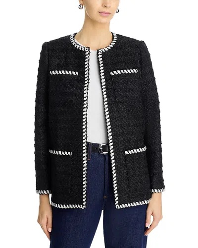 Aqua Trapeze Tweed Jacket - Exclusive In Black
