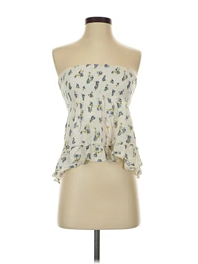 Pre-owned Aqua Tube Top Ivory Strapless Neckline Tops In White