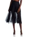 Aqua Tulle Midi Skirt - Exclusive In Black