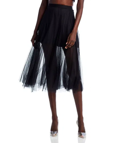 Aqua Tulle Midi Skirt - Exclusive In Black