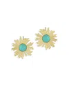 Aqua Turquoise Sun Statement Stud Earrings - Exclusive In Gold