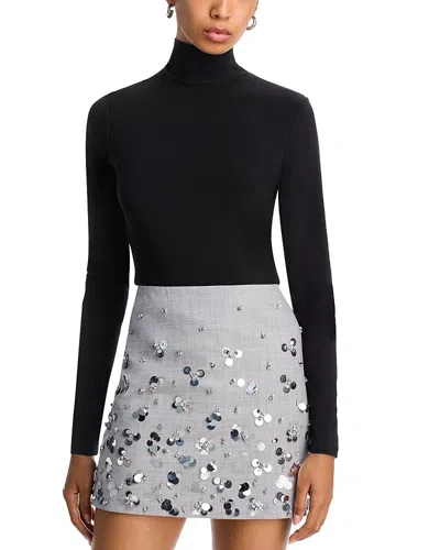 Aqua Turtleneck Jersey Top - Exclusive In Black
